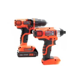 Black & Decker 20V MAX* Cordless Drill And Impact Driver, Power Tool Combo Kit With Battery And Charger -Household Tool Shop BD2KITCDDI R1 18