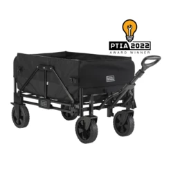 Black & Decker 3 In 1 Collapsible Storage Cart, Utility Wagon, Hand Truck, Holds Up To 150 Lbs., Black