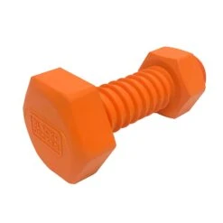 Black & Decker Bolt Bone Squeaker Hard Rubber Chew Toy For Dogs, 5 In, Orange