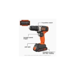 Black & Decker 20V MAX* Cordless 3/8 In Drill Driver Kit (1) Lithium Ion Battery With Charger -Household Tool Shop Ecomm Large BCD702C1 EN GEC2