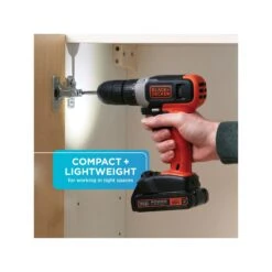 Black & Decker 20V MAX* Cordless 3/8 In Drill Driver Kit (1) Lithium Ion Battery With Charger -Household Tool Shop Ecomm Large BCD702C1 EN GEC4